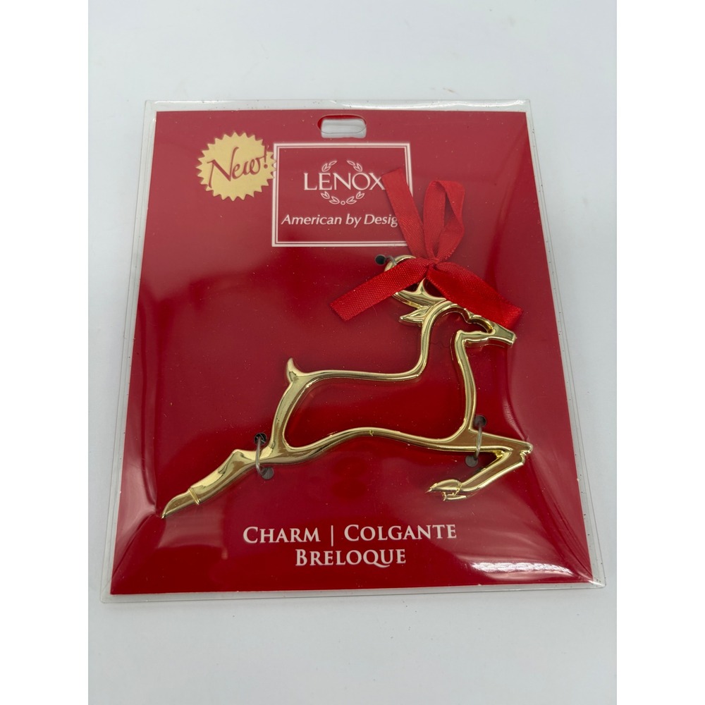 Lenox Golden Reindeer Christmas Tree Ornament Gold Tone 2.5 in New in Package